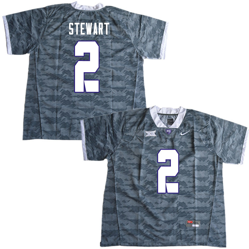 Men #2 Kee'yon Stewart TCU Horned Frogs College Football Jerseys Sale-Gray - Click Image to Close